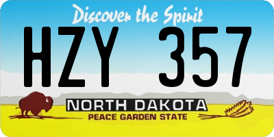 ND license plate HZY357