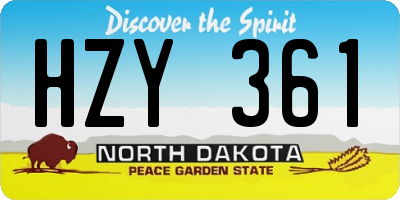 ND license plate HZY361