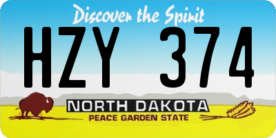 ND license plate HZY374