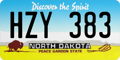 ND license plate HZY383