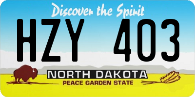 ND license plate HZY403