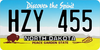 ND license plate HZY455