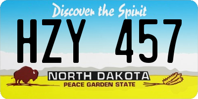 ND license plate HZY457