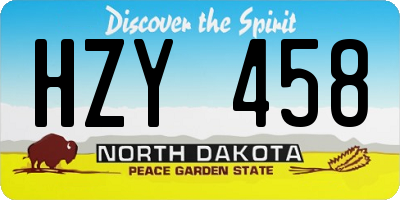 ND license plate HZY458