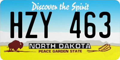 ND license plate HZY463