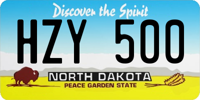 ND license plate HZY500