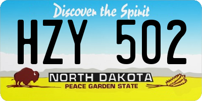 ND license plate HZY502