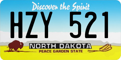 ND license plate HZY521