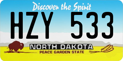 ND license plate HZY533