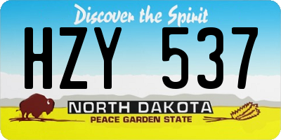 ND license plate HZY537