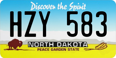 ND license plate HZY583