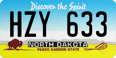 ND license plate HZY633