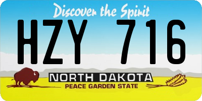 ND license plate HZY716