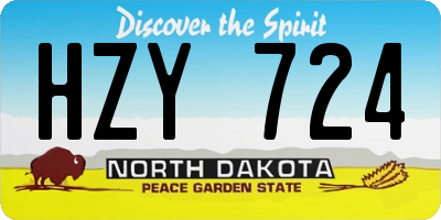 ND license plate HZY724
