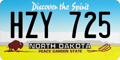 ND license plate HZY725