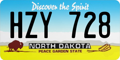 ND license plate HZY728