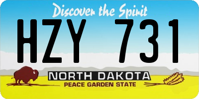 ND license plate HZY731