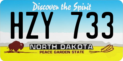ND license plate HZY733