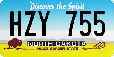 ND license plate HZY755