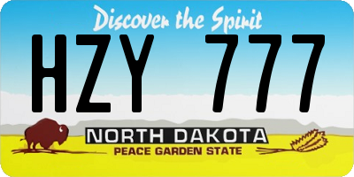 ND license plate HZY777