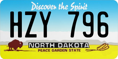 ND license plate HZY796