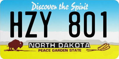 ND license plate HZY801