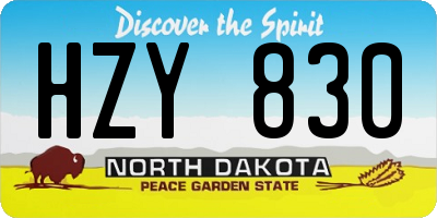 ND license plate HZY830