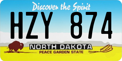 ND license plate HZY874