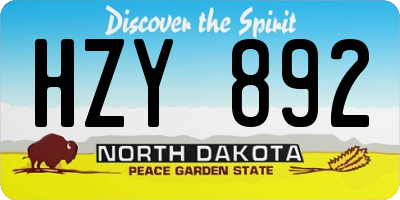 ND license plate HZY892