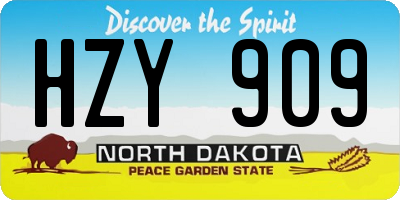 ND license plate HZY909