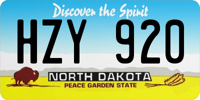 ND license plate HZY920