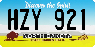 ND license plate HZY921