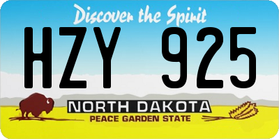 ND license plate HZY925