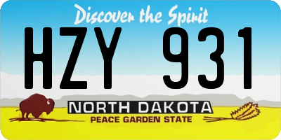 ND license plate HZY931