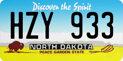 ND license plate HZY933