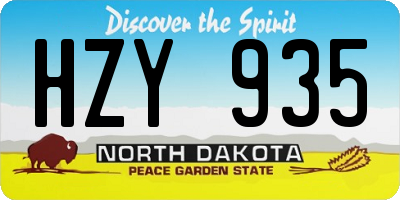 ND license plate HZY935