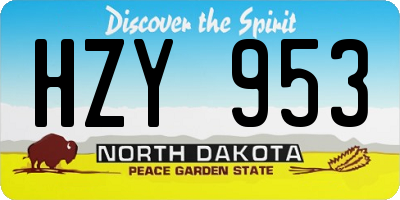 ND license plate HZY953
