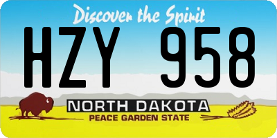 ND license plate HZY958