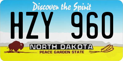 ND license plate HZY960