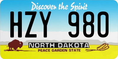 ND license plate HZY980