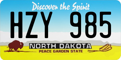 ND license plate HZY985