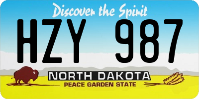 ND license plate HZY987
