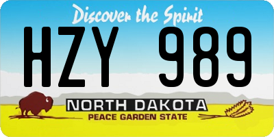 ND license plate HZY989