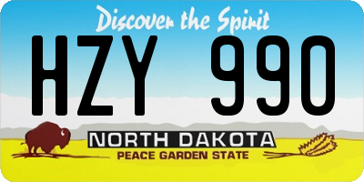 ND license plate HZY990