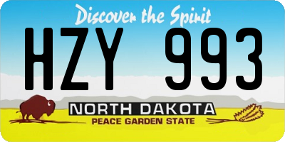 ND license plate HZY993