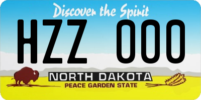 ND license plate HZZ000