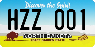 ND license plate HZZ001