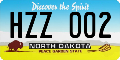 ND license plate HZZ002