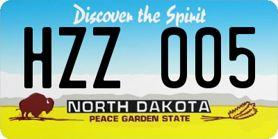 ND license plate HZZ005
