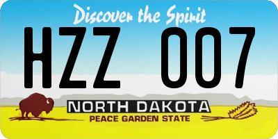 ND license plate HZZ007